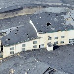 2016年噴火で損壊した阿蘇火口西駅［阿蘇ロープウェー・阿蘇山］