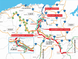 兵庫 国道・高速道路（E72 北近畿道）カメラ設置場所 地図