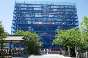 2023年 阿蘇神社 復旧状況；解体工事 期間